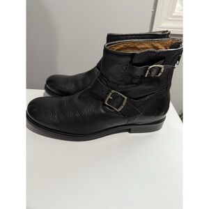 Frye Tyler‎ Engineer Black Buckle Zip Back Boots Men's Sz 8.5